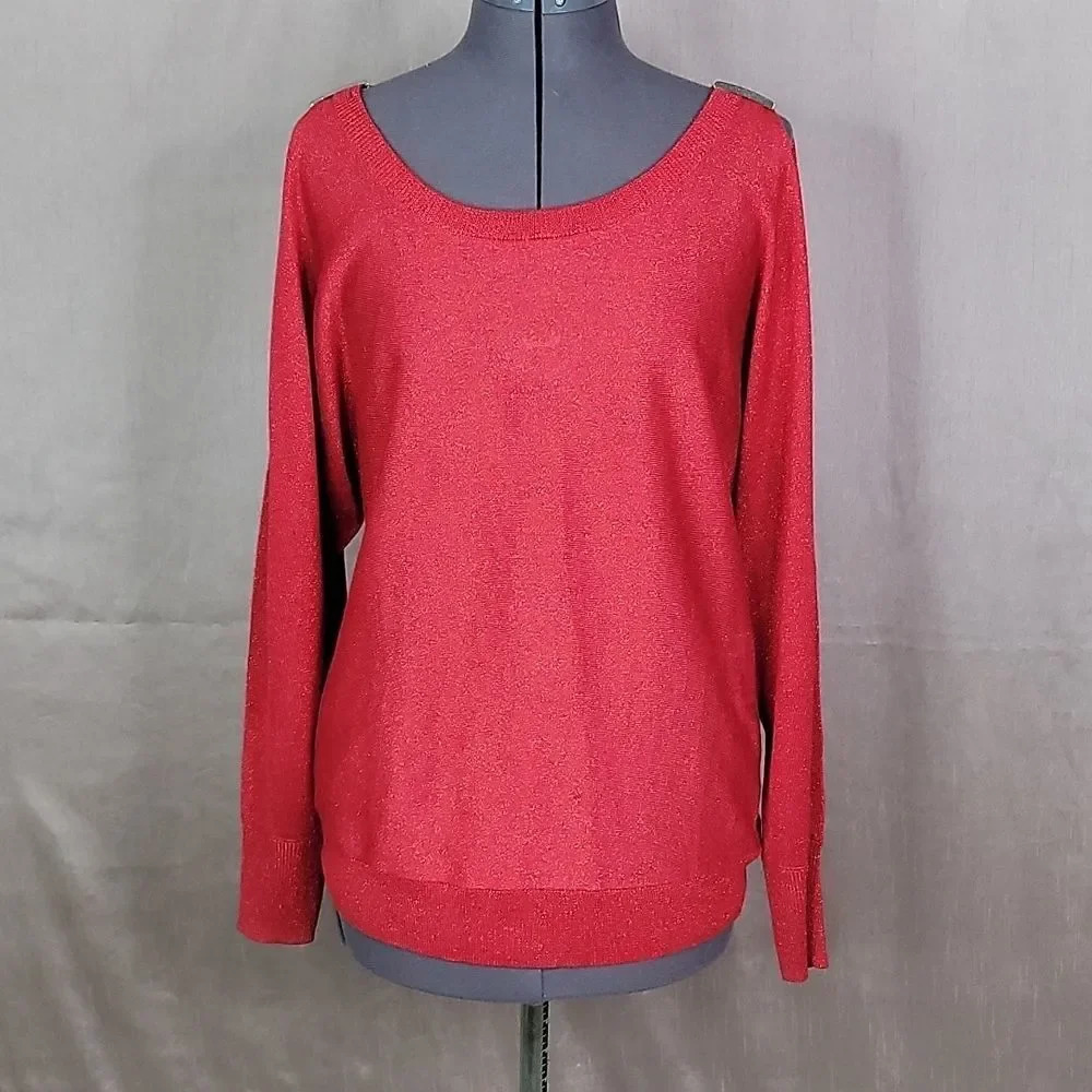 ×7TH AVE. DESIGN STUDIO NEW YORK & CO. Red Sweater Large